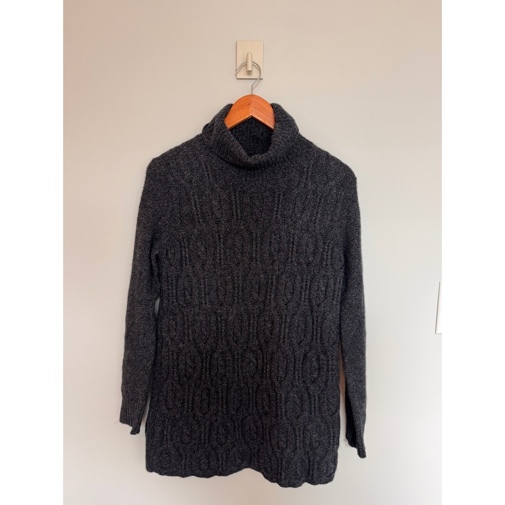 QUINN | Turtleneck Sweater Women S Gray 100% Cashmere Cable Knit Pullover Top